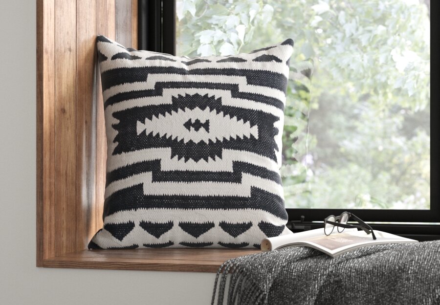 Black and white pattern pillow hot sale